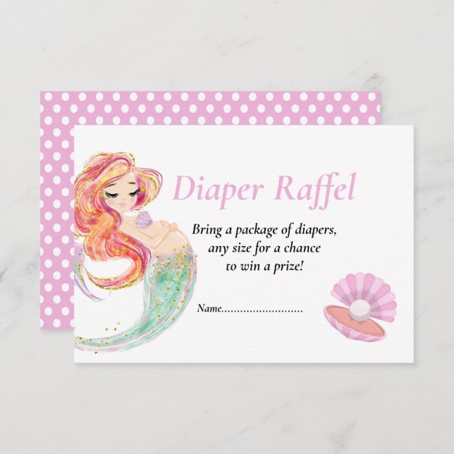 Invitación Fiesta de Bebé de Sirena Diape Raffel Bajo el Mar (Anverso / Reverso)