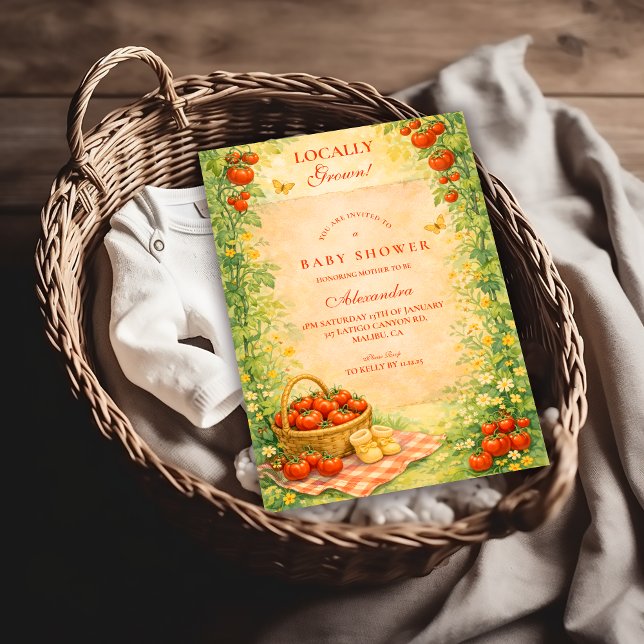 Invitación Fiesta de Bebé de Tomate de Jardín Rústico (Subido por el creador)