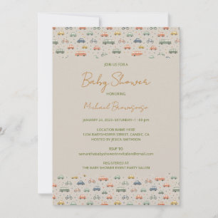 Invitación Fiesta de Bebé de Vehículos Antiguos