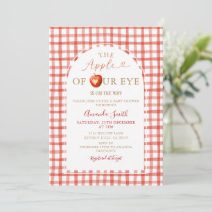 Invitación Fiesta de Bebé del Huerto de Manzanas a Cuadros Ro