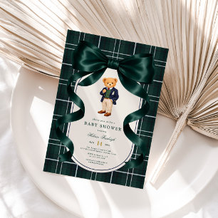 Invitación Fiesta de Bebé del Osito de Polo Preppy