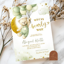 Invitación Fiesta de Bebé del Oso Verde y Globo Niño