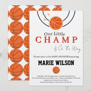 Invitación Fiesta de Bebé Deportes Baloncesto Chica Chico Fav