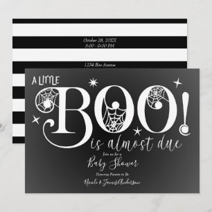 Invitación Fiesta de Bebé Elegante de Blanco y Negro BOO