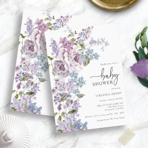 Invitación Fiesta de Bebé Elegante Morada