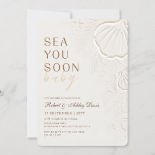 Invitación Fiesta de Bebé Elegantes Conchas Marinas Te Ven Pr