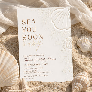 Invitación Fiesta de Bebé Elegantes Conchas Marinas Te Ven Pr