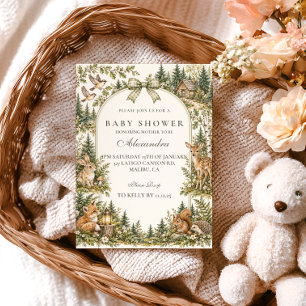 Invitación Fiesta de Bebé en Bosque de Cabaña