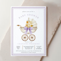 Fiesta de Bebé en Carrito Vintage Lavanda y Floral