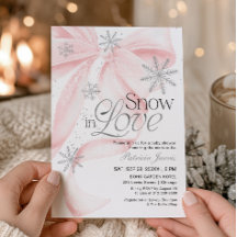 Fiesta de Bebé en Invierno Pink Bow Snow in Love