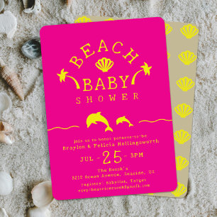 Invitación Fiesta de Bebé en la Playa de Palmas y Delfines Ro