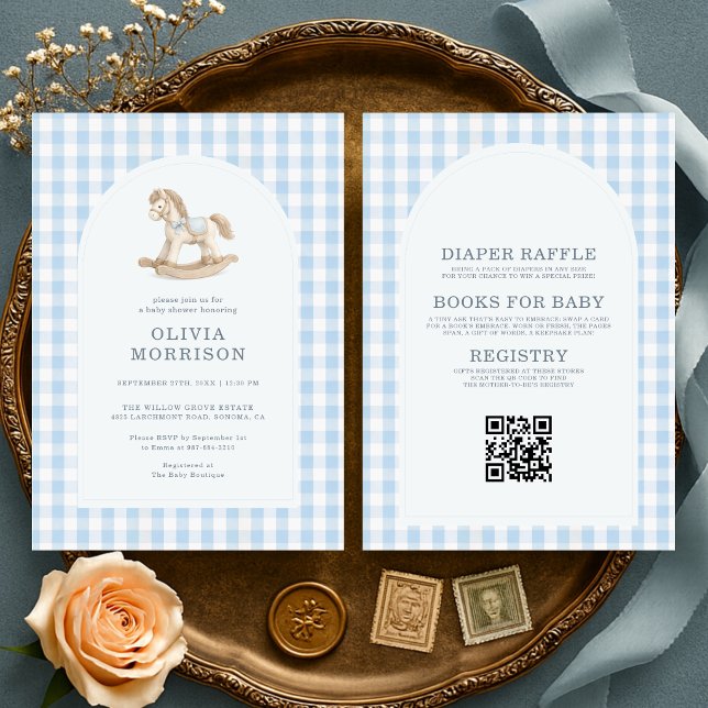 Invitación Fiesta de Bebé en Uno Solo con Caballo de Balanza  (Subido por el creador)