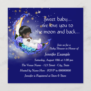 Invitación Fiesta de Bebé Étnica Luna y de Regreso