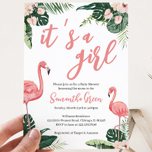 Invitación Fiesta de Bebé Flamingo