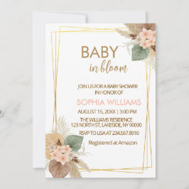 Invitación Fiesta de Bebé Flor de Pampas en Flor