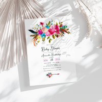 Fiesta de Bebé Floral Boho Chic Rosa Fuerte