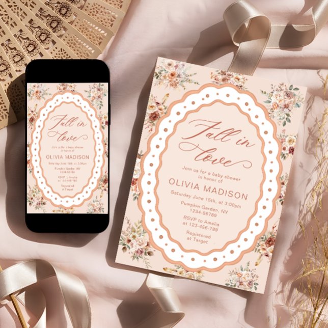 Invitación Fiesta de Bebé Floral Boho de Otoño: Enamorarse (Subido por el creador)