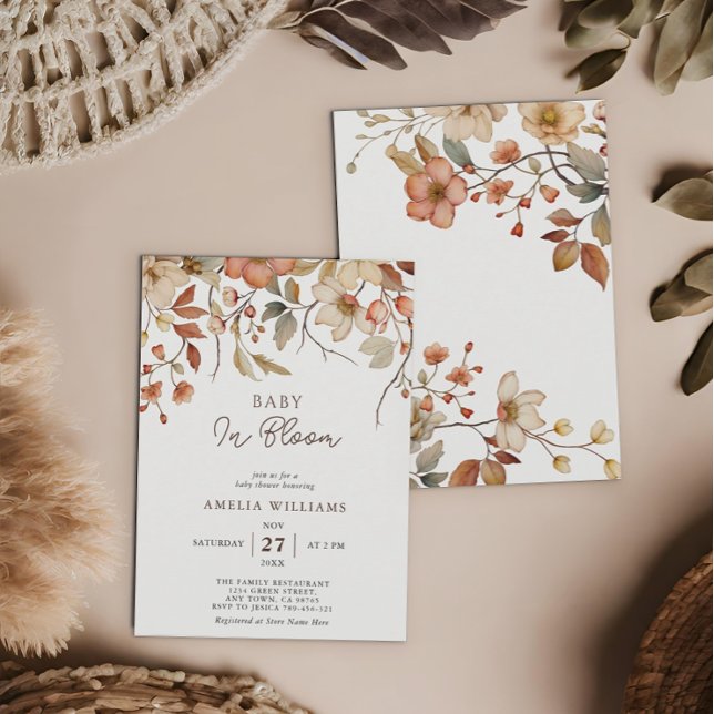 Invitación Fiesta de Bebé Floral Boho Flor Silvestre (Subido por el creador)