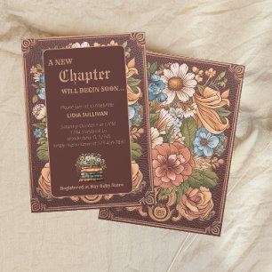 Invitación Fiesta de Bebé Floral Capítulo Nuevo Libro Antiguo