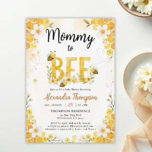 Invitación Fiesta de Bebé Floral Caprichosa Mamá Abeja