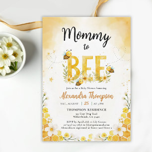 Invitación Fiesta de Bebé Floral Caprichosa Mamá Abeja