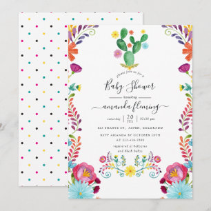 Invitación Fiesta de bebé floral con acuarelas coloridas