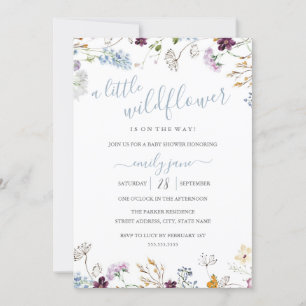 Invitación Fiesta de bebé floral de flores silvestres azules