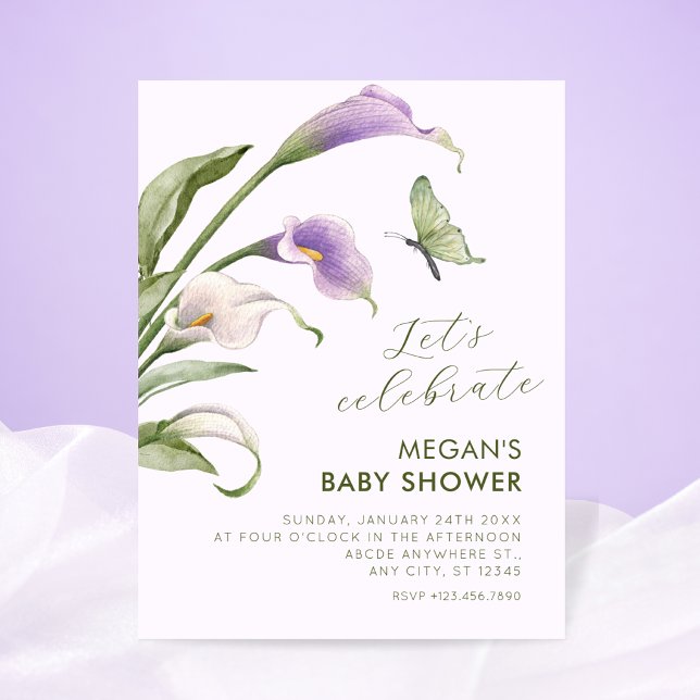 Invitación Fiesta de bebé floral de lirio morado (Subido por el creador)