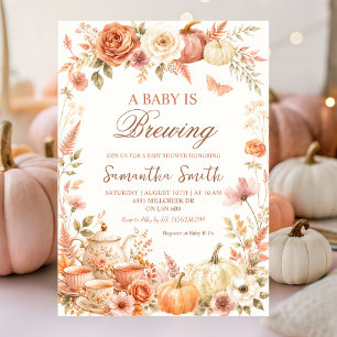Invitación Fiesta de Bebé Floral de Otoño Calabaza Boho