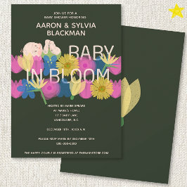 Invitación Fiesta de Bebé Floral Moderna con Impresión Riso V