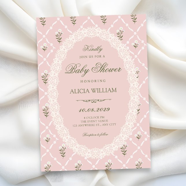Invitación Fiesta de bebé floral rosa (Subido por el creador)
