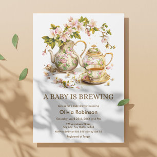 Invitación Fiesta de Bebé Floral Un Bebé se está Gestando