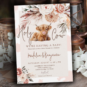 Invitación Fiesta de Bebé Floral Vaquera de Campo Occidental