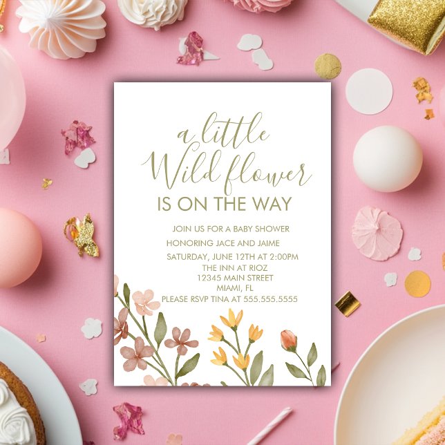 Invitación Fiesta de Bebé Flores Silvestres Una Salvaje  (Subido por el creador)