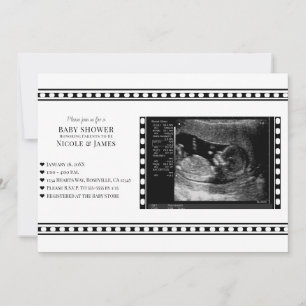 Invitación Fiesta de Bebé Foto de Ultrasonido en Película en