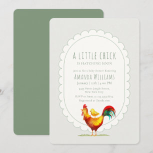 Invitación Fiesta de Bebé Gallo Cottagecore Sage