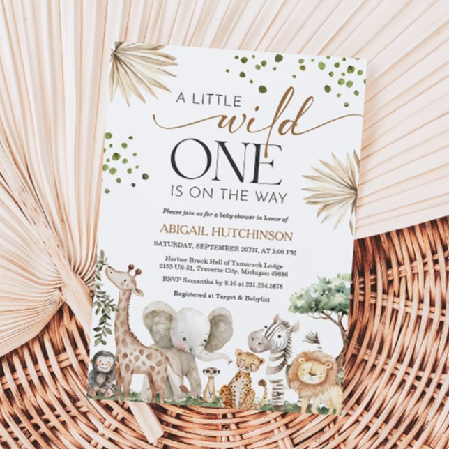 Invitación Fiesta de Bebé Género Neutral Animales de Safari (Safari Animals Gender Neutral Baby Shower Invitation)