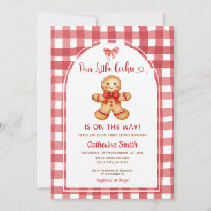 Invitación Fiesta de Bebé Gingerbread Preppy Roja