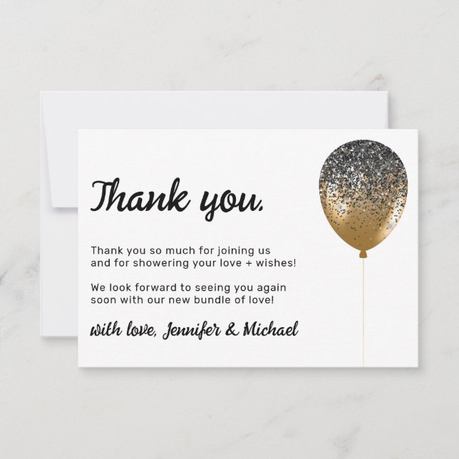 Invitación Fiesta de bebé globo Glitz Gracias (Anverso)