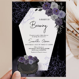 Invitación Fiesta de Bebé Gothic Halloween Niña Morada