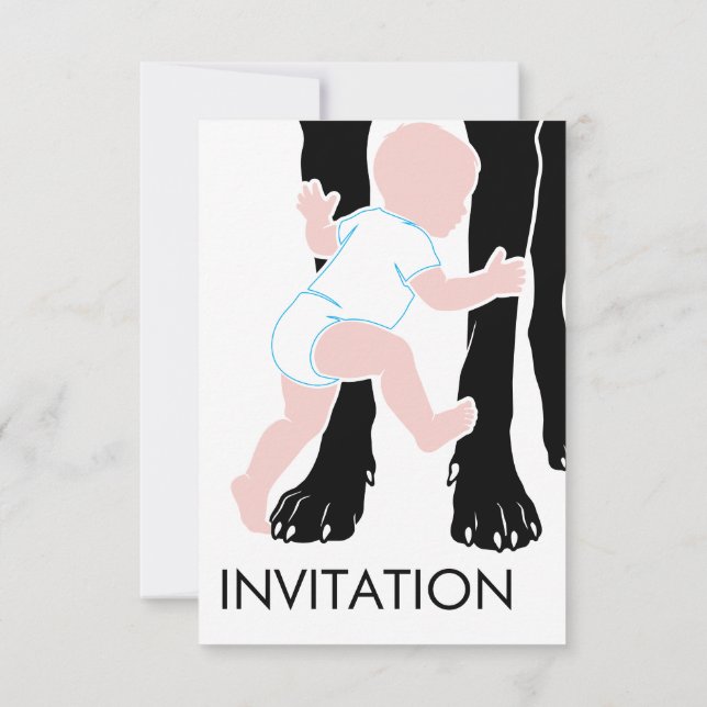 Invitación fiesta de bebé gran danés Dibujo Mínimo  (Reverso)