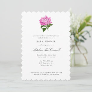 Invitación Fiesta de Bebé Grandmillennial de Hortensia Rosa