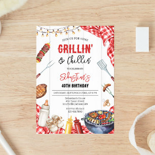 Invitación Fiesta de bebé Grillin & Chillin BBQ en el patio t
