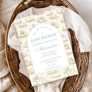 Invitación Fiesta de Bebé: Guardería de Dinos Azules Adorable