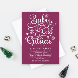 Invitación Fiesta de Bebé, Hace Frío Afuera de Plum Whimsical