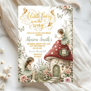 Invitación Fiesta de Bebé Hada Bosque Encantado Verde Salvia