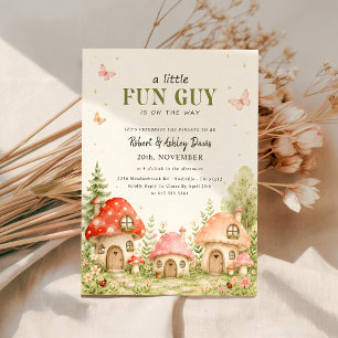 Invitación Fiesta de Bebé Hongo Mariposa Tipo Fun Guy