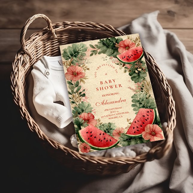 Invitación Fiesta de Bebé Jardín Botánico de Sandía (Subido por el creador)