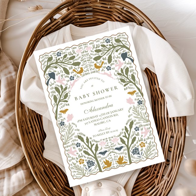 Invitación Fiesta de Bebé Jardín Folclórico Bosque (Subido por el creador)