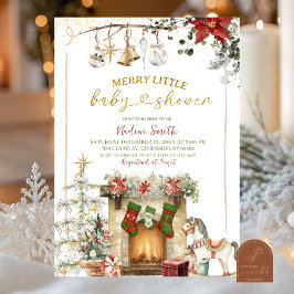 Invitación Fiesta de Bebé junto a la Chimenea en Navidad